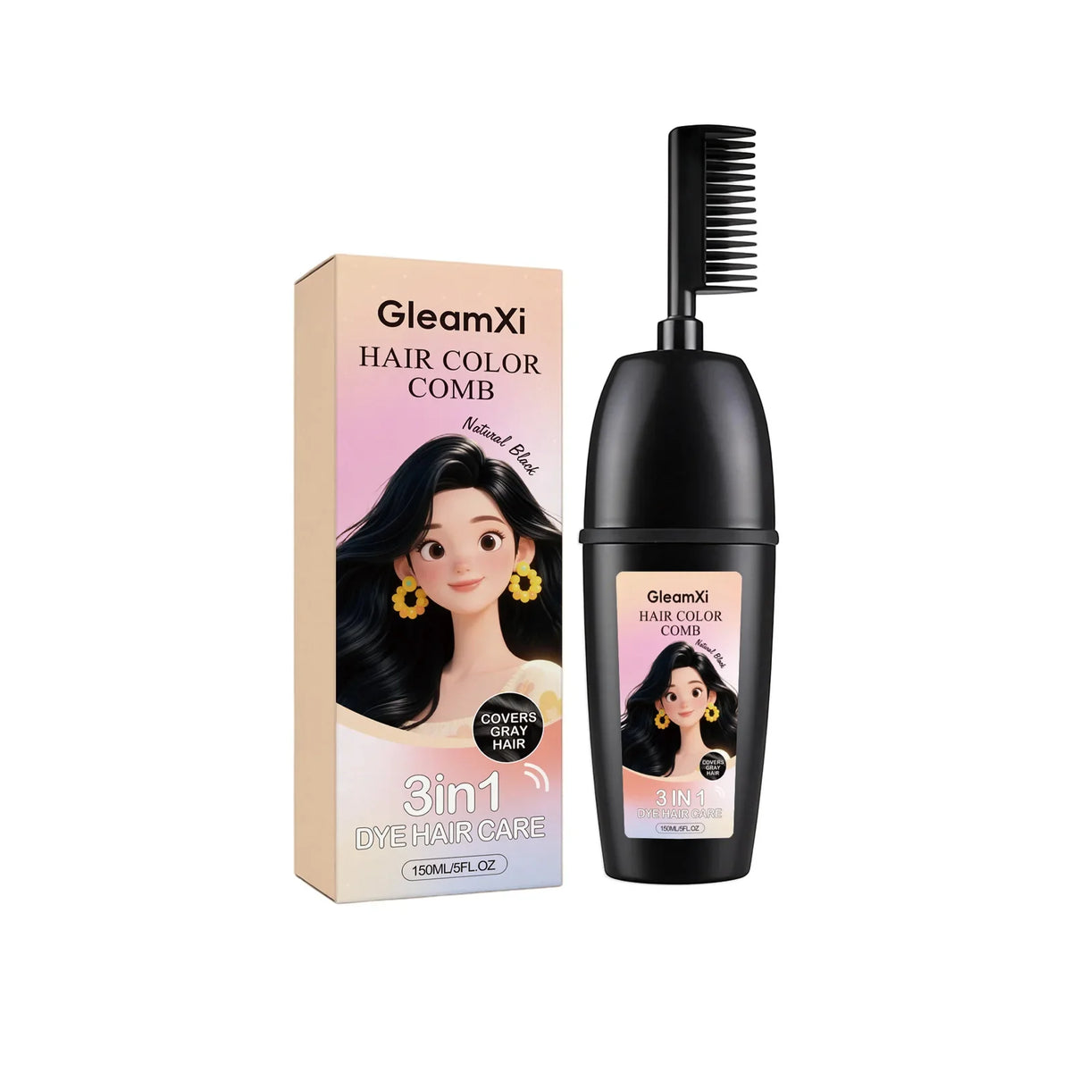 Herbal Hair Dye Comb 3-in-1 Quick Natural Plant Extract Deep Nourish Repair Roots Boost Vitality Long Lasting Mild Formula Gray Coverage Natural Hair Color Comb