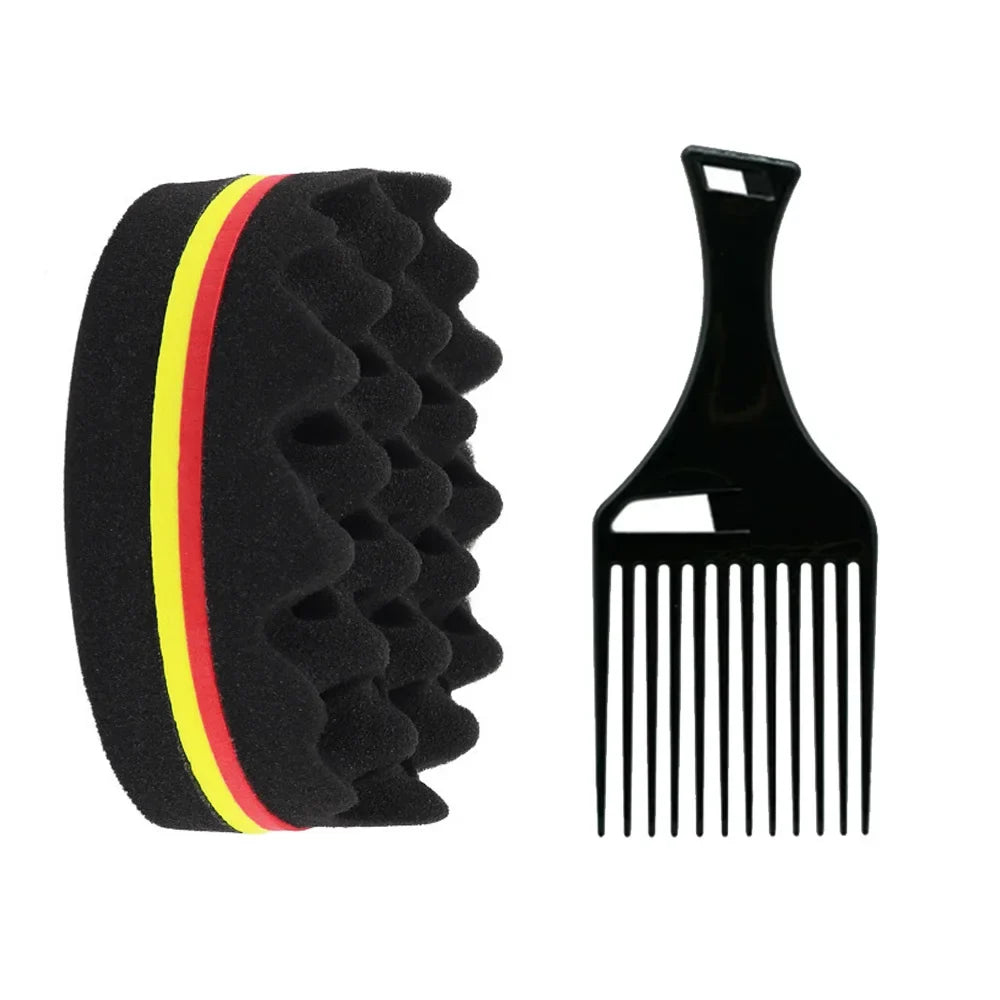 Hair Brush Sponge Barber Oval Double Side Magic Twist Hair Brush Breathable Perm Styling Brush Salon Curl Brush for Hair Styling