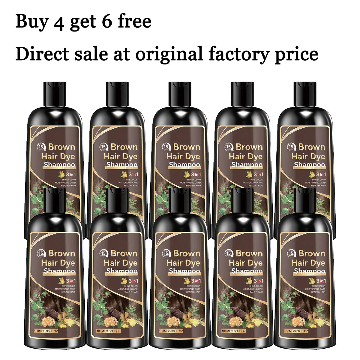 100ML Herbal Brown Hair Dyeing Shampoo Nourishing Scalp Repairing Damaged Hair Moisturizing Enhance Gloss Easy To Rinse Volumizing Smoothing Hair Dye Shampoo