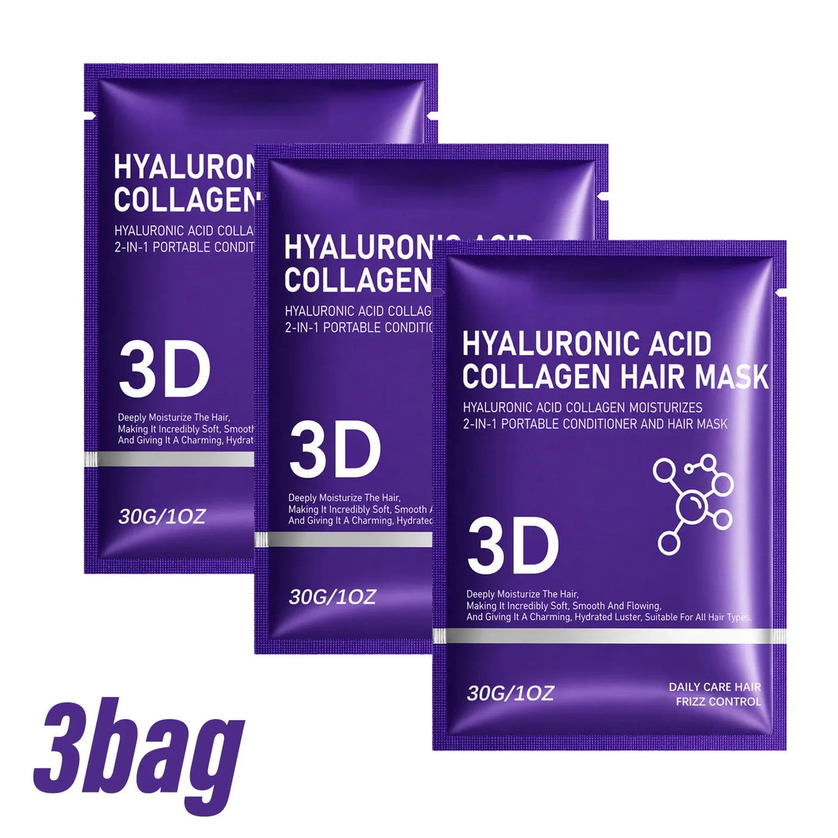 3D Hair Mask For 2in1 Hyaluronic Acid Collagen Conditioner Deep Moisturizing Anti Frizz Repair Dry Damaged Hair Soft Hair Cream