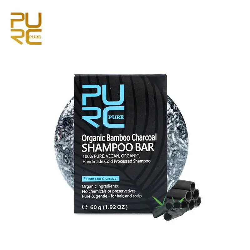 Bamboo Charcoal Clean Detox Shampoo Soap Bar Repair Gray White Hair Color Dye Treatment Nourishing Hair Scalp Treatment 60g