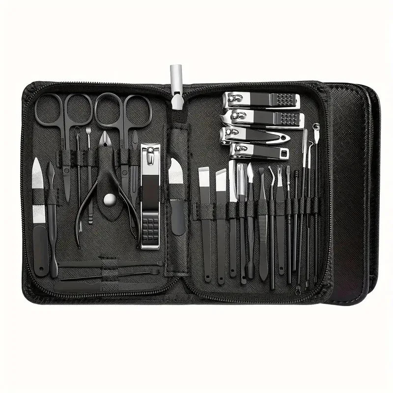 30 Pieces Complete Nail Care Kit Stainless Steel Manicure Pedicure Clipper Set Portable Travel Grooming Tools For Daily Use