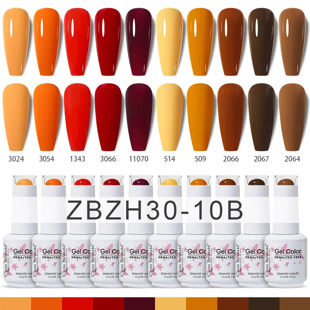 Clou Beaute 10pcs TPO & HEMA FREE Nail Gel Polish Set Gel Lacquer Spring Color UV Gel Nail Semi Permanent High Pigment Varnish