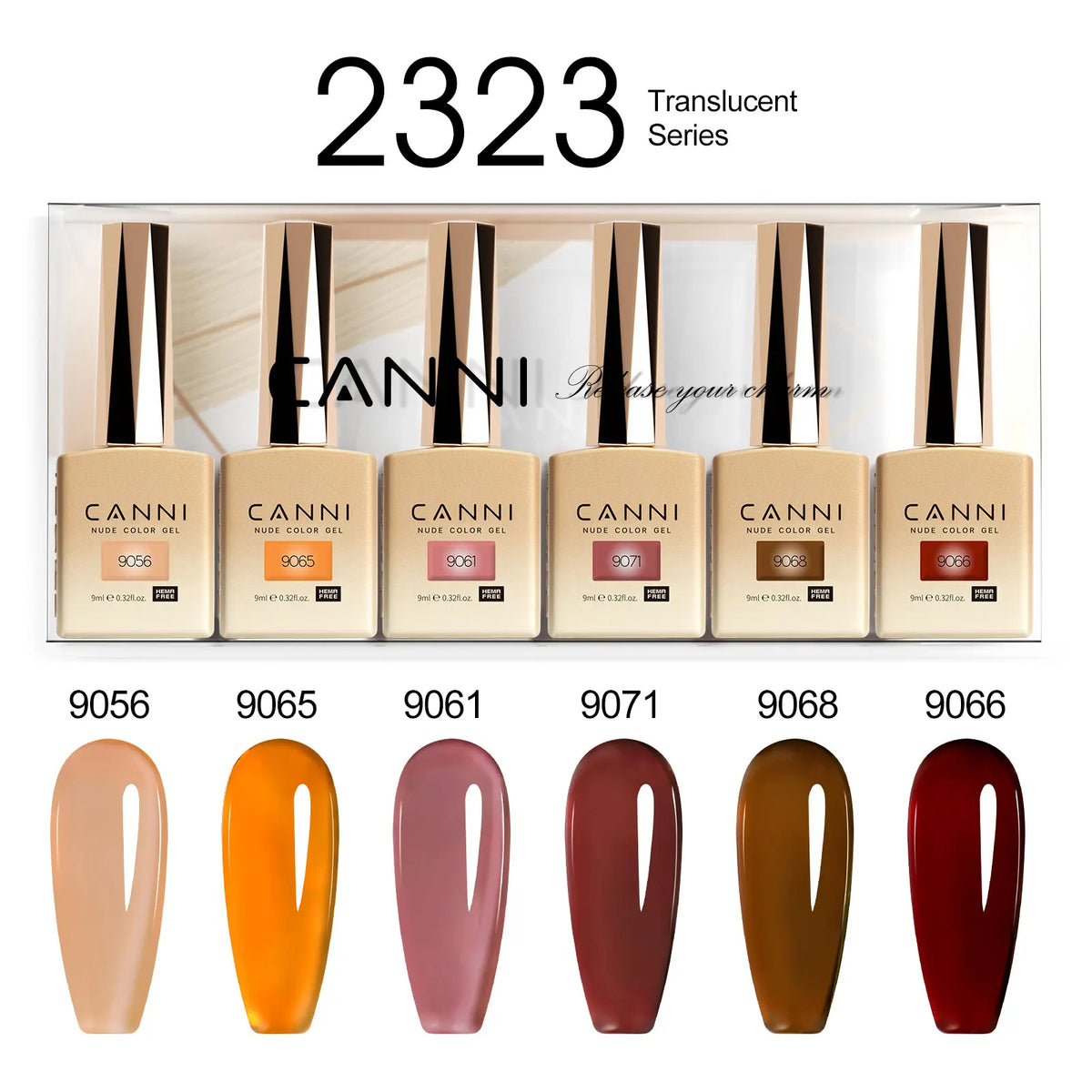 6pcs/kit CANNI Gel Nail Polish TPO FREE Nails Semi Transparent Jelly Pink Collection Soak Off UV LED Gel Diamond Top Coat Set