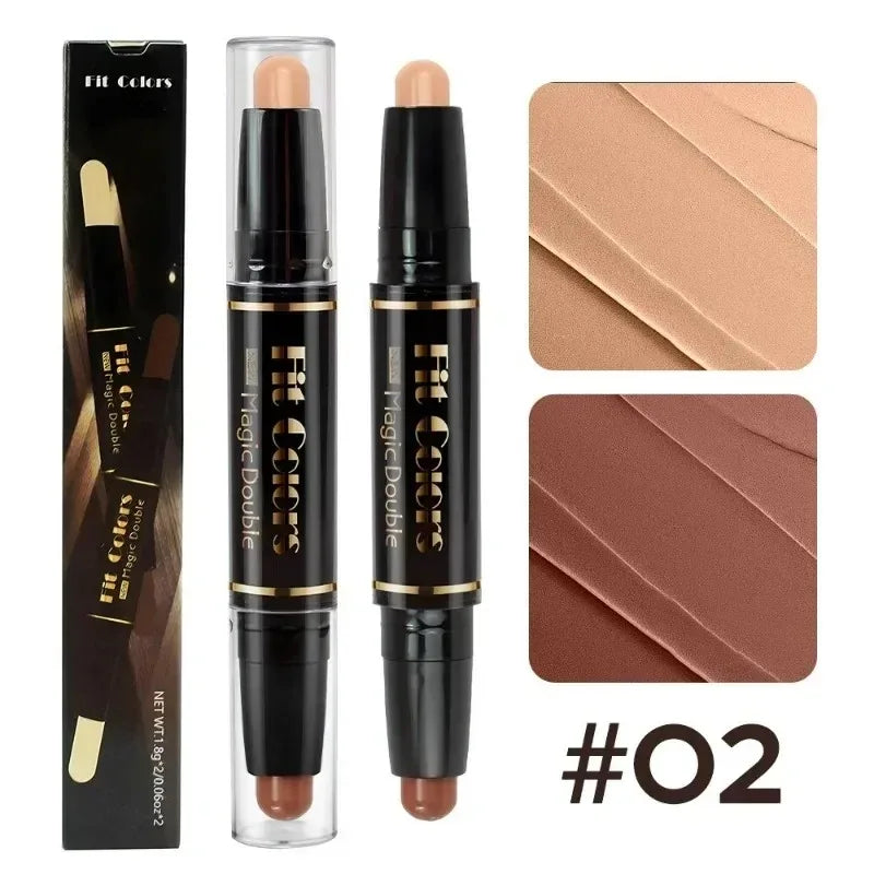 2 in 1 Dual Head Highlighting&Bronzer Stick Face Brightening Shaping Concealer Pencil Corrector Nose Shadow Contouring Cosmetics