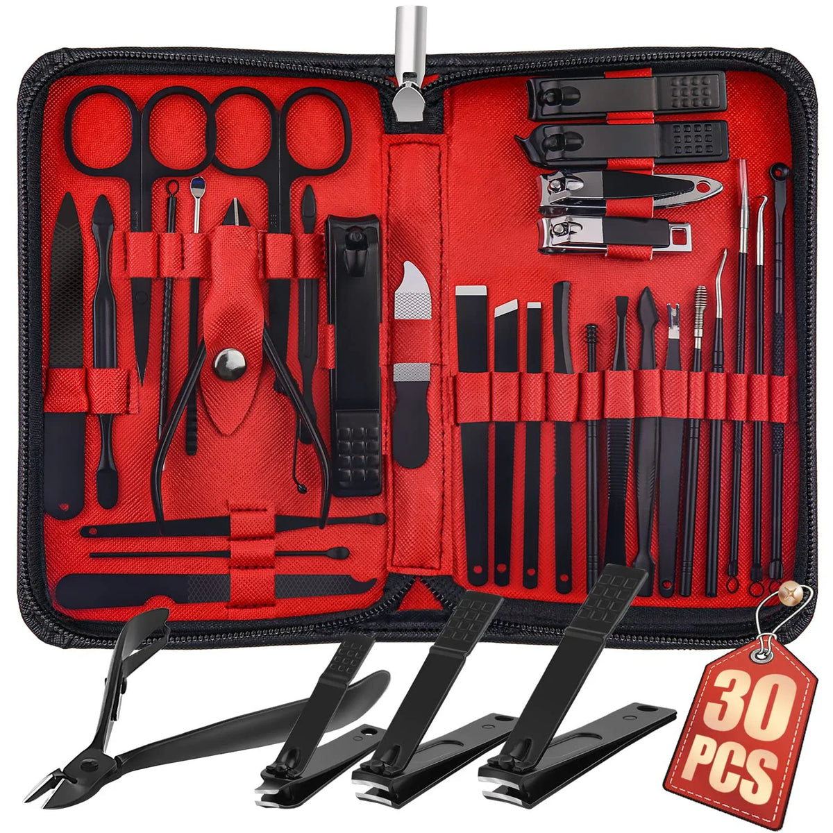 30 pcs Nail Clippers Manicure Tool Set, With Portable Travel Case, Cuticle Nippers And Cutter Kit, Professional Nail Clippers