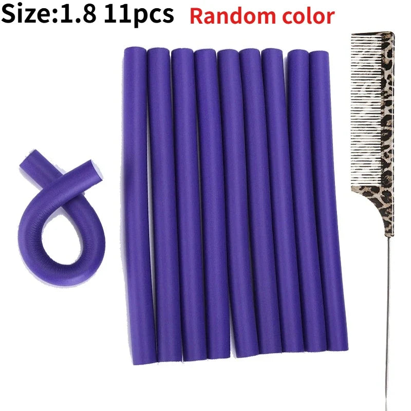 11pcs Flexible Curling Rod Foam Hair Curler Heatless Hair Rollers Set Waves DIY Twist & Wrap Styling Tool for Natural Curls