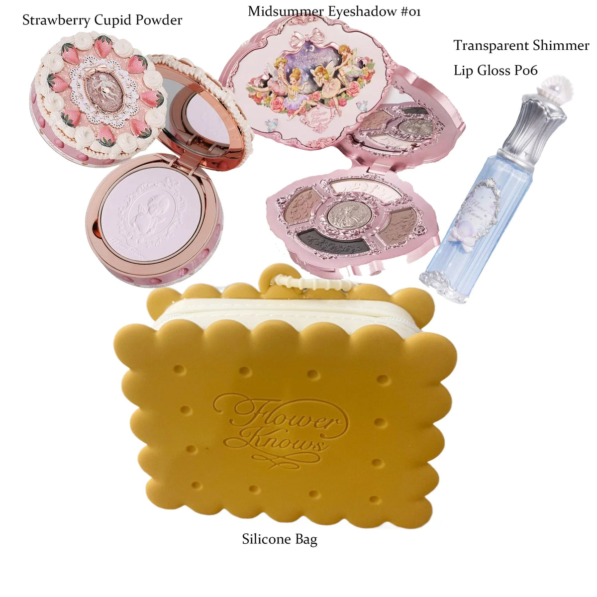 Flower Knows All In One Makeup Set Gift Box Garden Cushion Cream Foundation Matte Blush Long Lasting Velvet Lip Cream With Bag