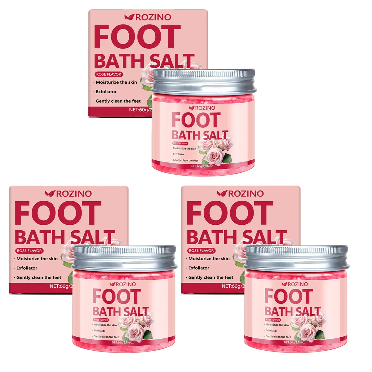 60g Rose Infused Sea Salt Bath Salt Removes Dead Skin Rich In Rose Extract Deep Cleansing Soak Salt for Manicure Pedicure