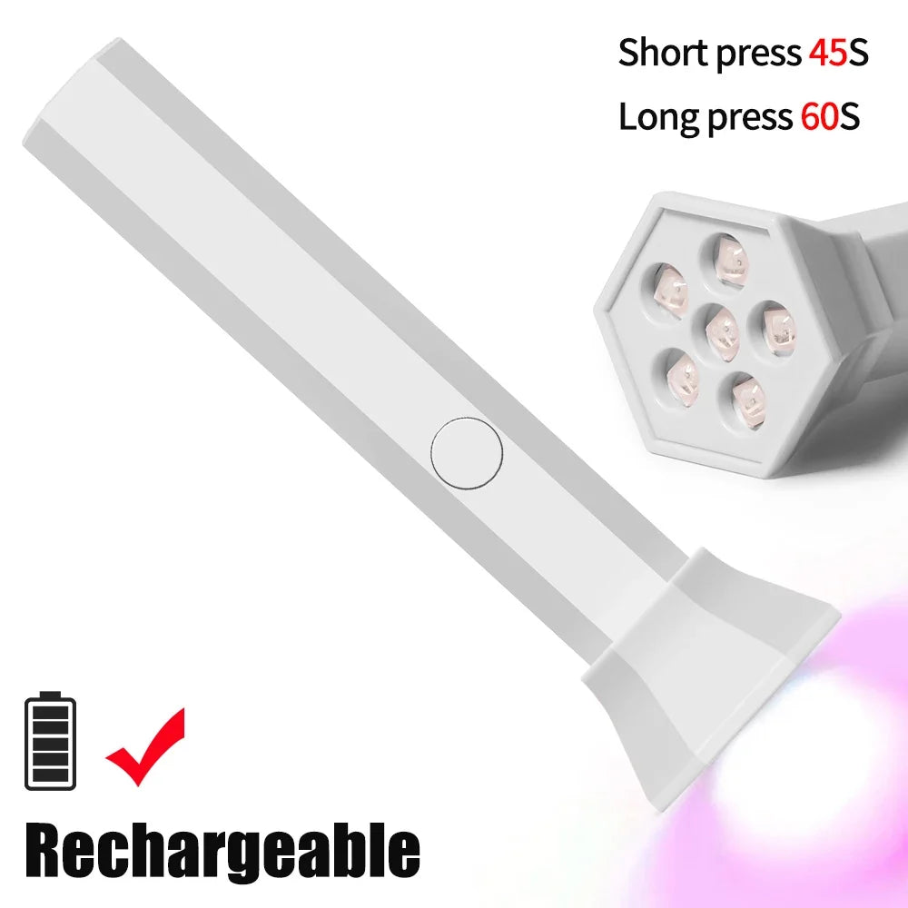 Handheld UV Light for Gel Nails Mini UV Light for Gel Nails Cordless Rechargeable Mini Nail Lamp for Fast Curing Ge