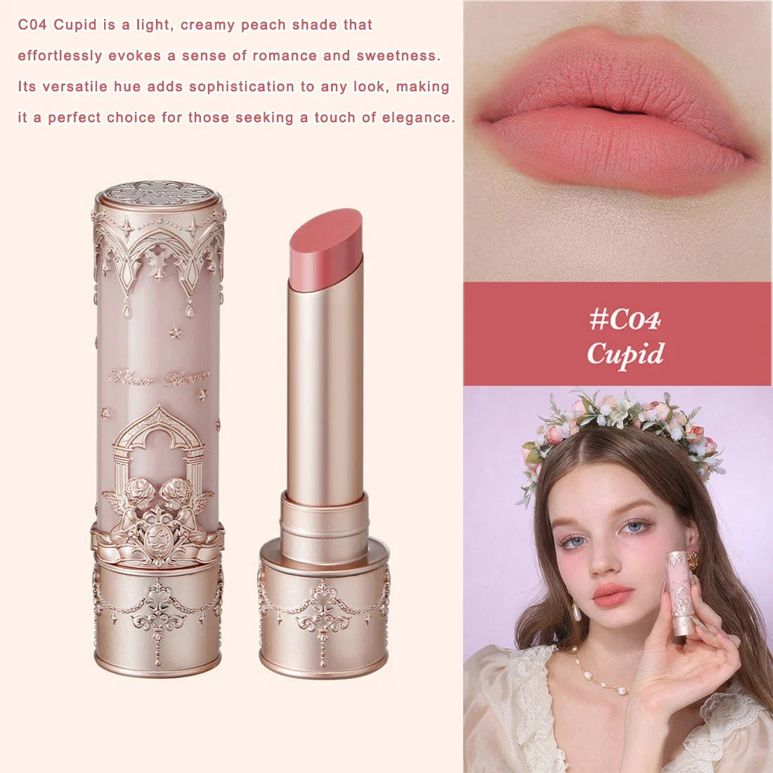 Flower Knows Little Angel Collection Lipstick Velvet Matte Waterproof Long Lasting Lip Gloss Makeup Moisturizing Soft Texture
