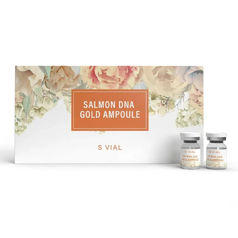 Face Salmon DNA Gold Ampoule Skin Booster Serum Kit Brightening Whitening Moisturizing Rejuvenation Care Skin