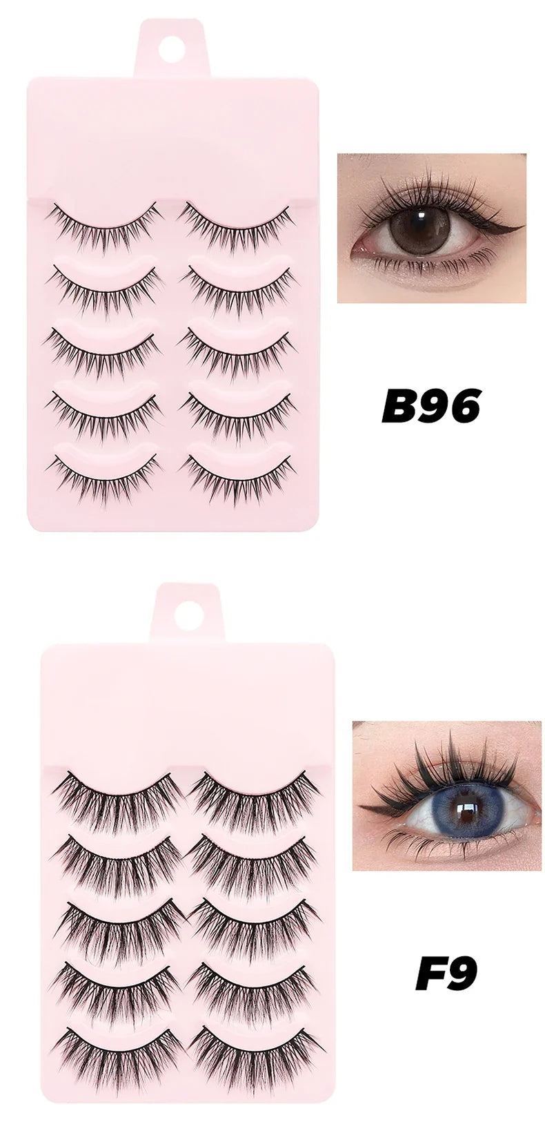 DINGSEN 5 Pairs Manga Lashes Eyes Lashes Soft Natural Long Eyelashes Fake Lashes Anime Wispy Strip False Eyelashes Makeup