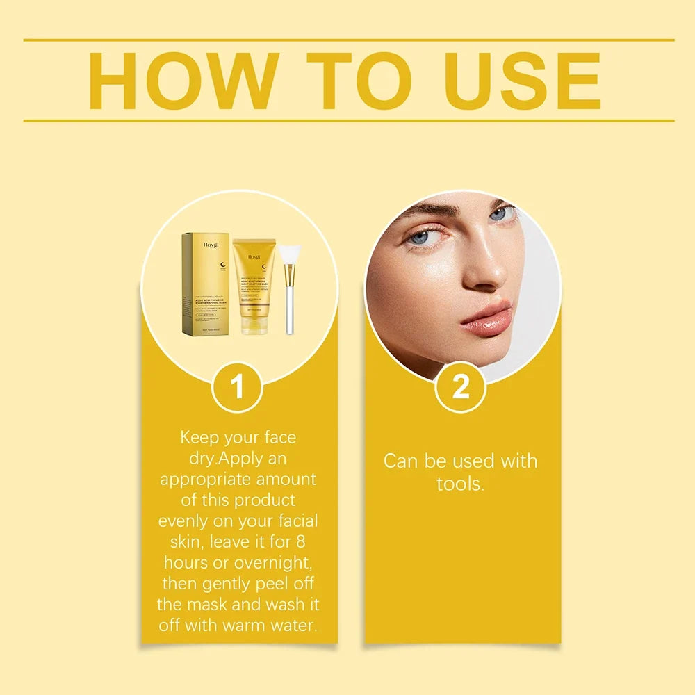 Hoygi Turmeric Peel Off Face Mask 75g with Collagen, Deep Cleansing Exfoliating Facial Mask for Glowing Skin, with Brush, Skin Care for Women