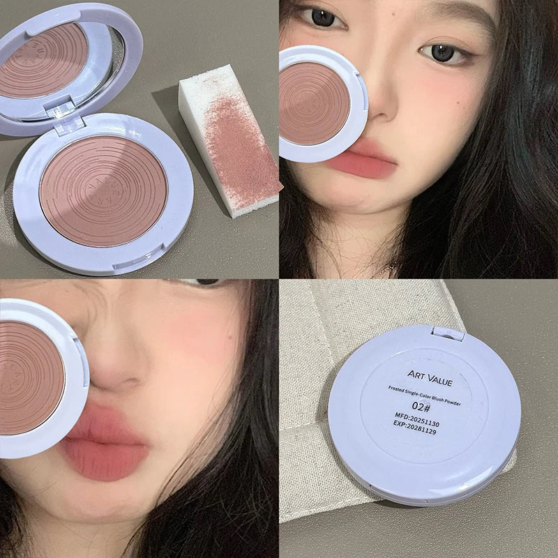 ART VALUE Monochrome Blush Palette Matte Peach Rouge Rose Red Cheek Tint Blush Powder Natural Face Contouring Shadow Cosmetics