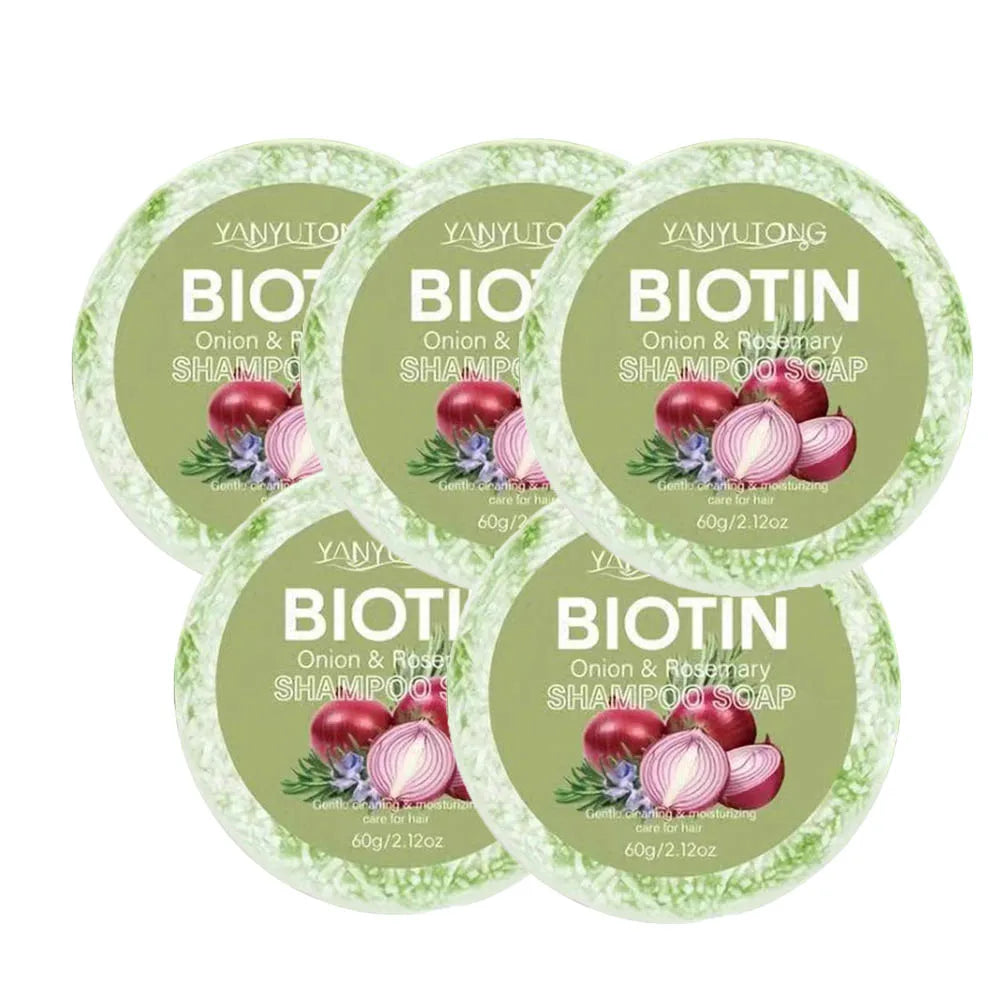 60g Onion and Biotin Shampoo Soap for All Hair Types Moisturizing Smoothing Rosemary Camellias Extract Hair Care