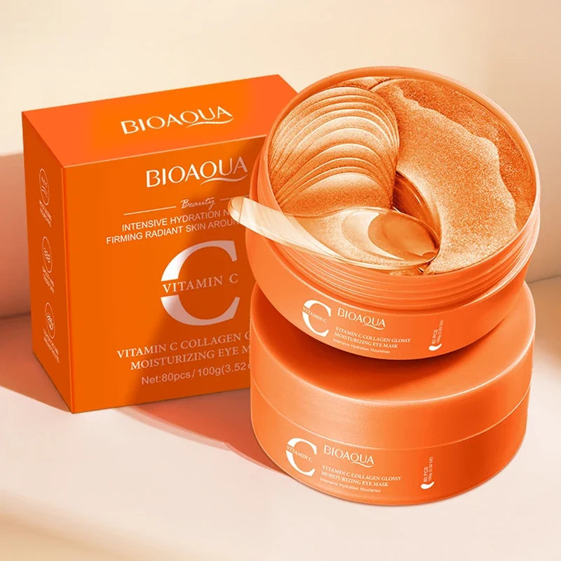 80pcs BIOAQUA Vitamin C Crystal Collagen Eye Mask Anti Dark Circles Whitening Anti-Wrinkles Moisturizing Anti-Aging Eye Patches
