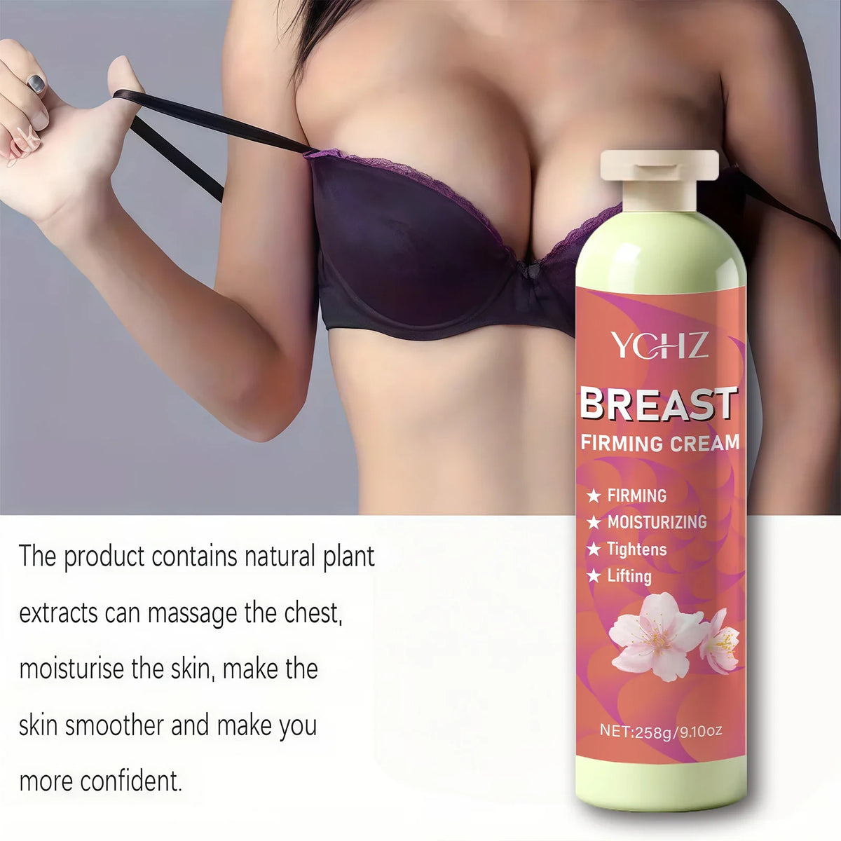 9.1 oz Breast Firming Cream, Containing Olive Oil, Vitamin E, and Honey, for Firming Breast Skin, Moisturizing and Firming Women's Body Skin Care Cream