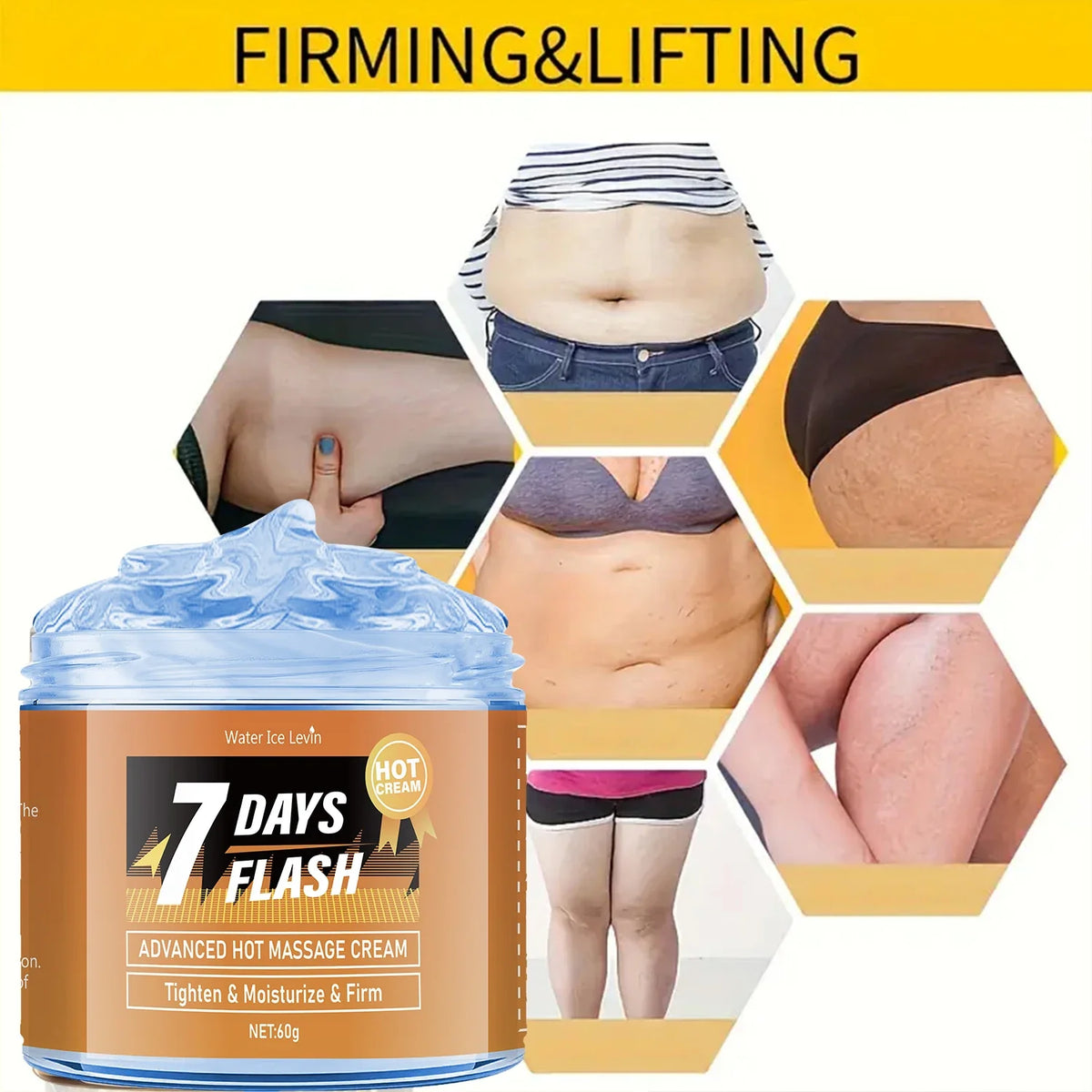 60g Moisturizing Massage Cream - Tightening and Lifting, Contains Curcumin and Plant Extracts, Suitable for Big Belly and Loose Skin Care, Arm and Leg Massage Cream