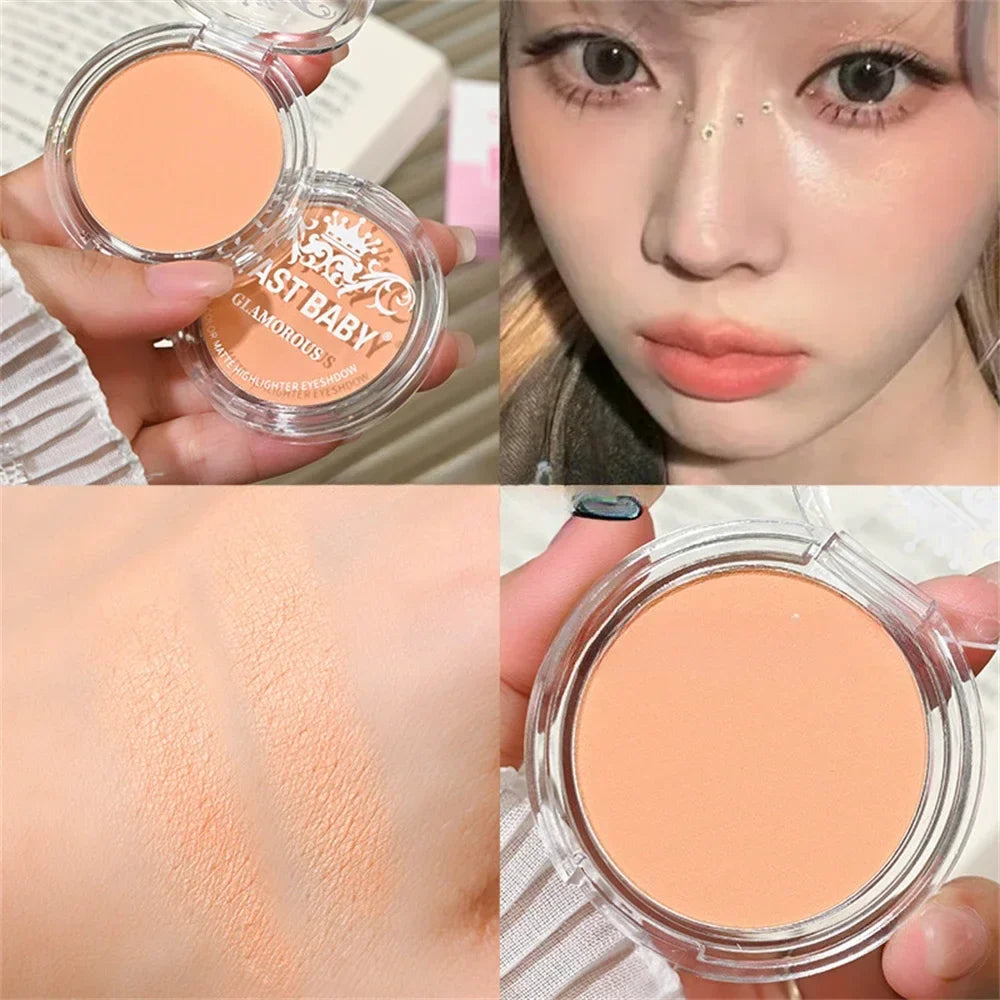 Beige White Highlighter Powder Palette Single Matte Face Brighten Contour Makeup High Gloss Eyeshadow Lying Silkworm Rouge