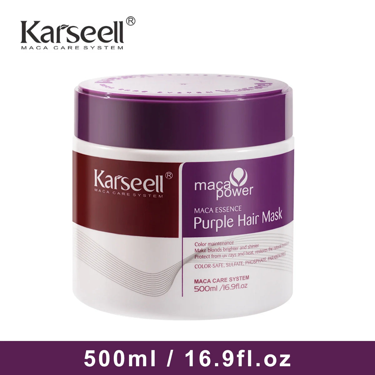 Karseell Purple Hair Mask 100ml/500ml Professional Neutralizes Brass Yellow Tones For Blonde Silver Gray Highlighted Hair