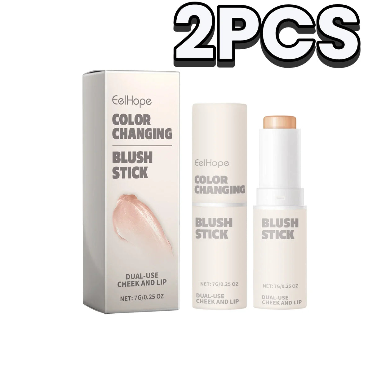 Color Changing Blush Stick pH Reacting Milk Jelly Tint Lip and Cheek Stain Transparent Moisturizing Dewy Finish Makeup Stick
