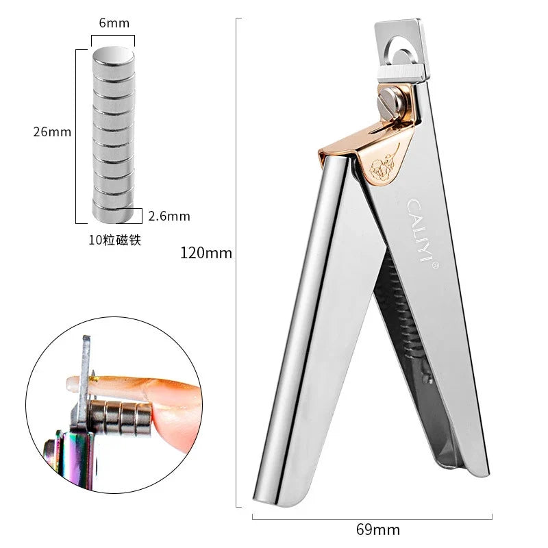 CALIYI Stainless Steel UV Gel False Nail Tips Trimmer Clipper Edge Cutter Nail Art Manicure U Word Rainbow Gold Silver Tools