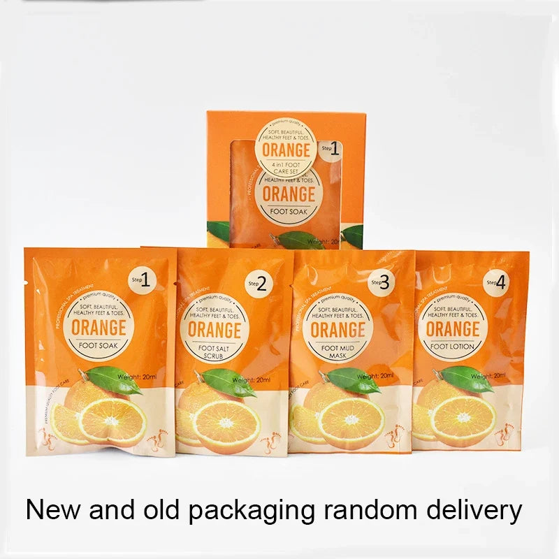 15Sets Pedicure Jelly Foot Soak Kit 4 in 1 Salt Soak Sugar Scrub Moisture Mask Massage Cream for Salon Spa