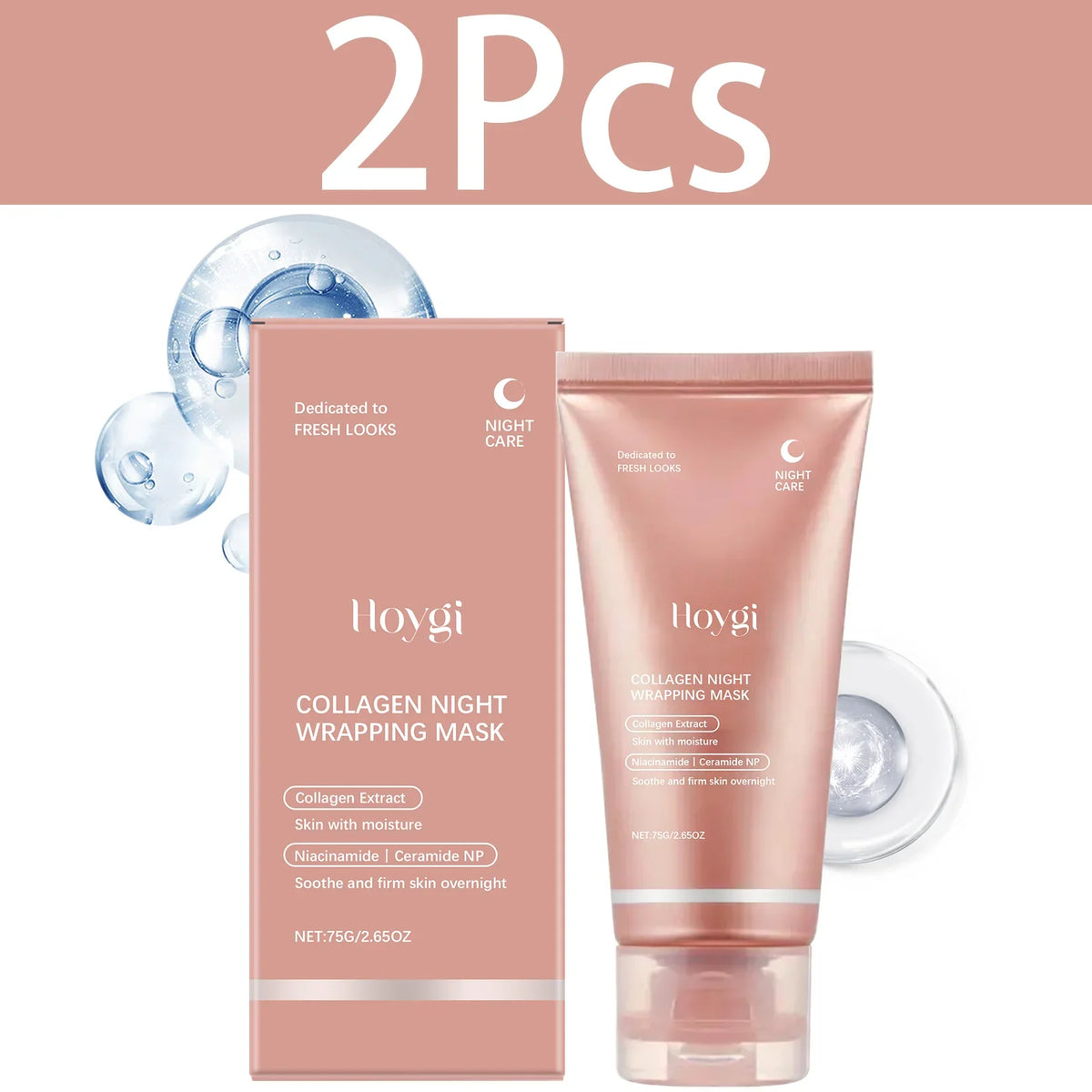 HOYGI Collagen Overnight Wrapping Peel Off Facial Mask Deeply Hydrates Night Care Mask Cream Moisturize Deep Pore Cleansing Mask