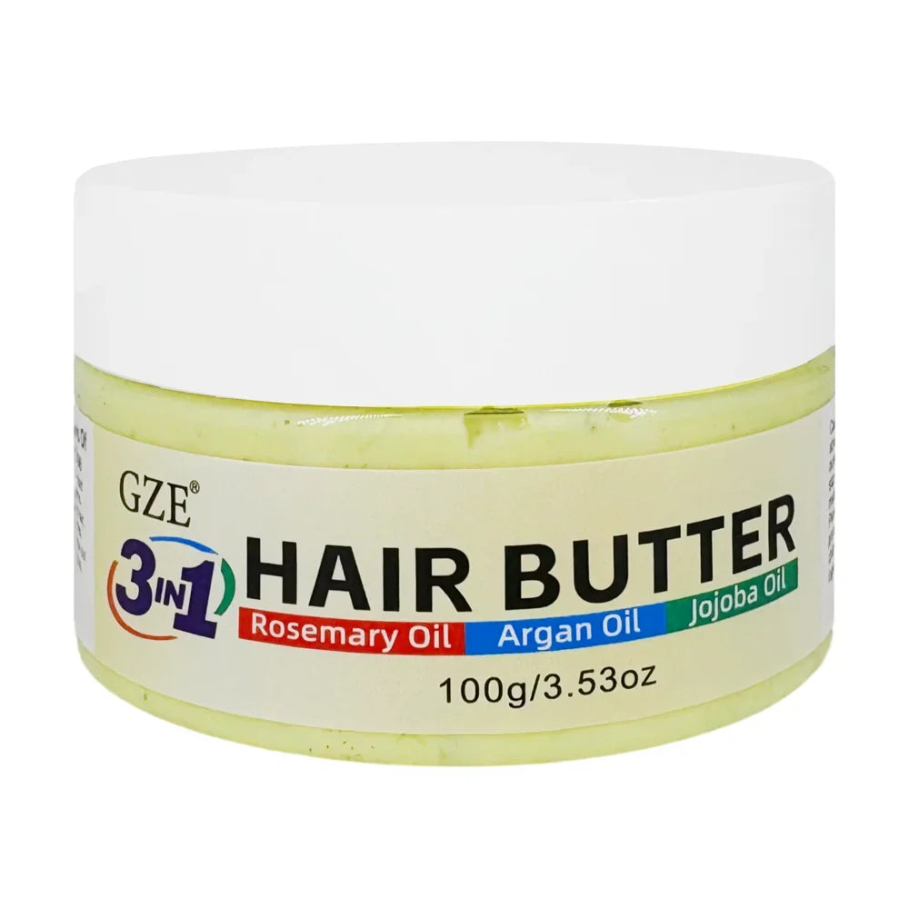 GZE 3 in 1 Hair Butter Nourishing Cream with Rosemary, Argan & Jojoba Oils for Deep Conditioning, Frizz Control, Stong Hair Root