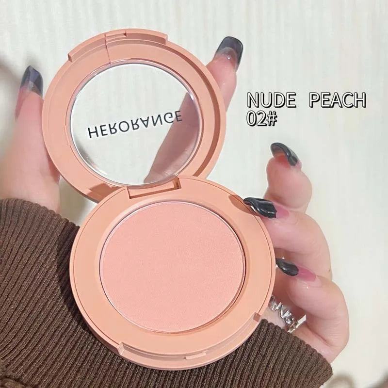 HERORANGE Monokrom Serbuk Blush Waterproof, Long-lasting, Peach-orange Soft Matte Natural Blush Rouge