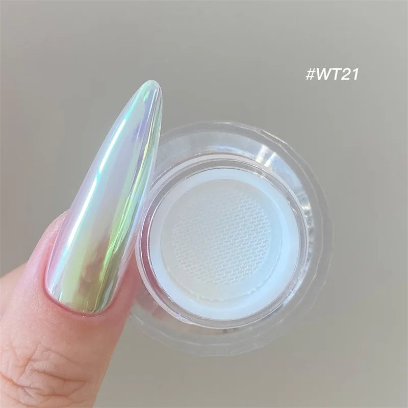 HNDO New Jar Aurora Chrome Powder Nail Rubbing Glitter Metallic Mirror Effect for Nail Art Manicure Design Pigment Dust WT