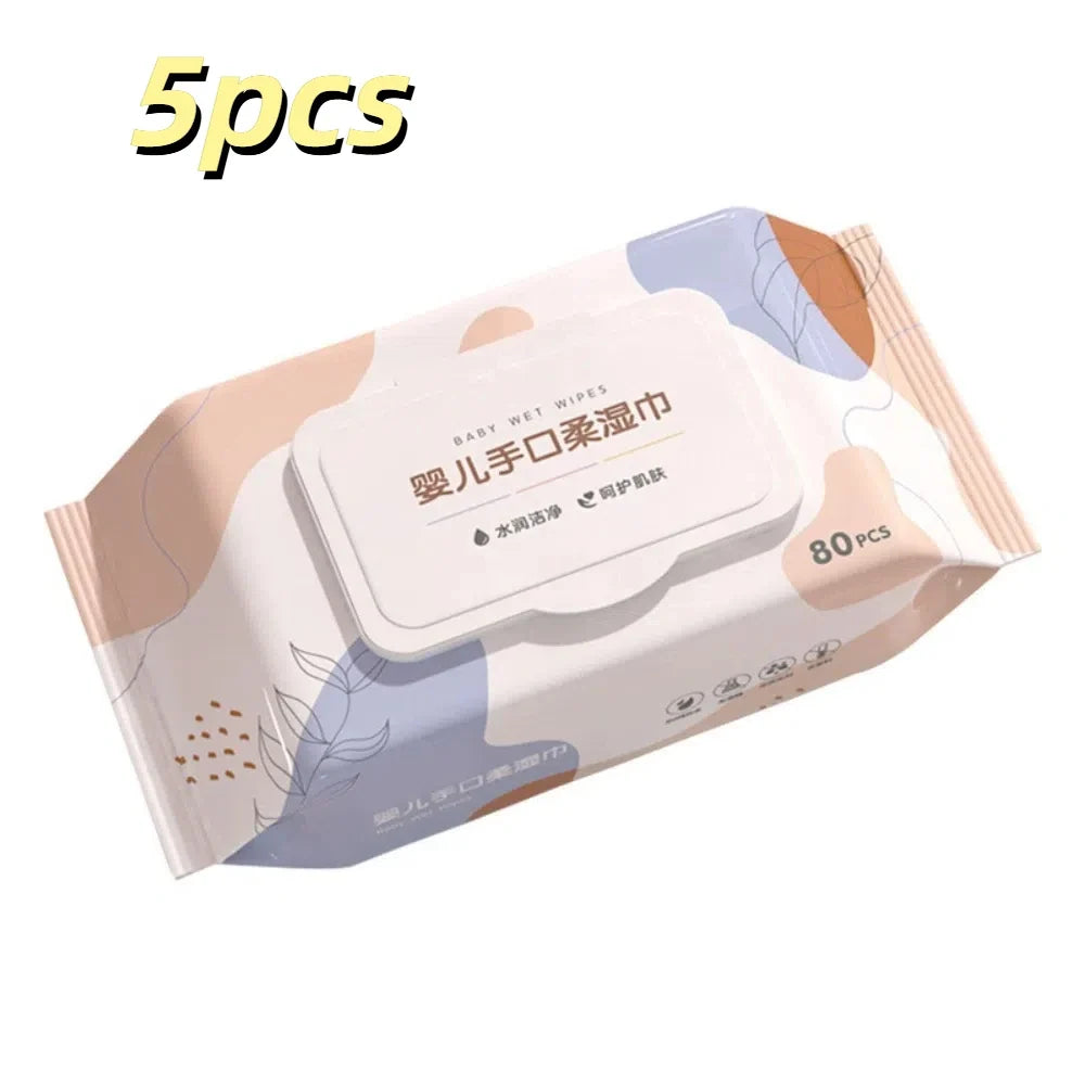 80pcs/bag New Multipurpose Baby Wet Wipes Large Size Gentle Cleaning Cleaning Wipes Soft Texture Wet Wipes Paper Baby Care