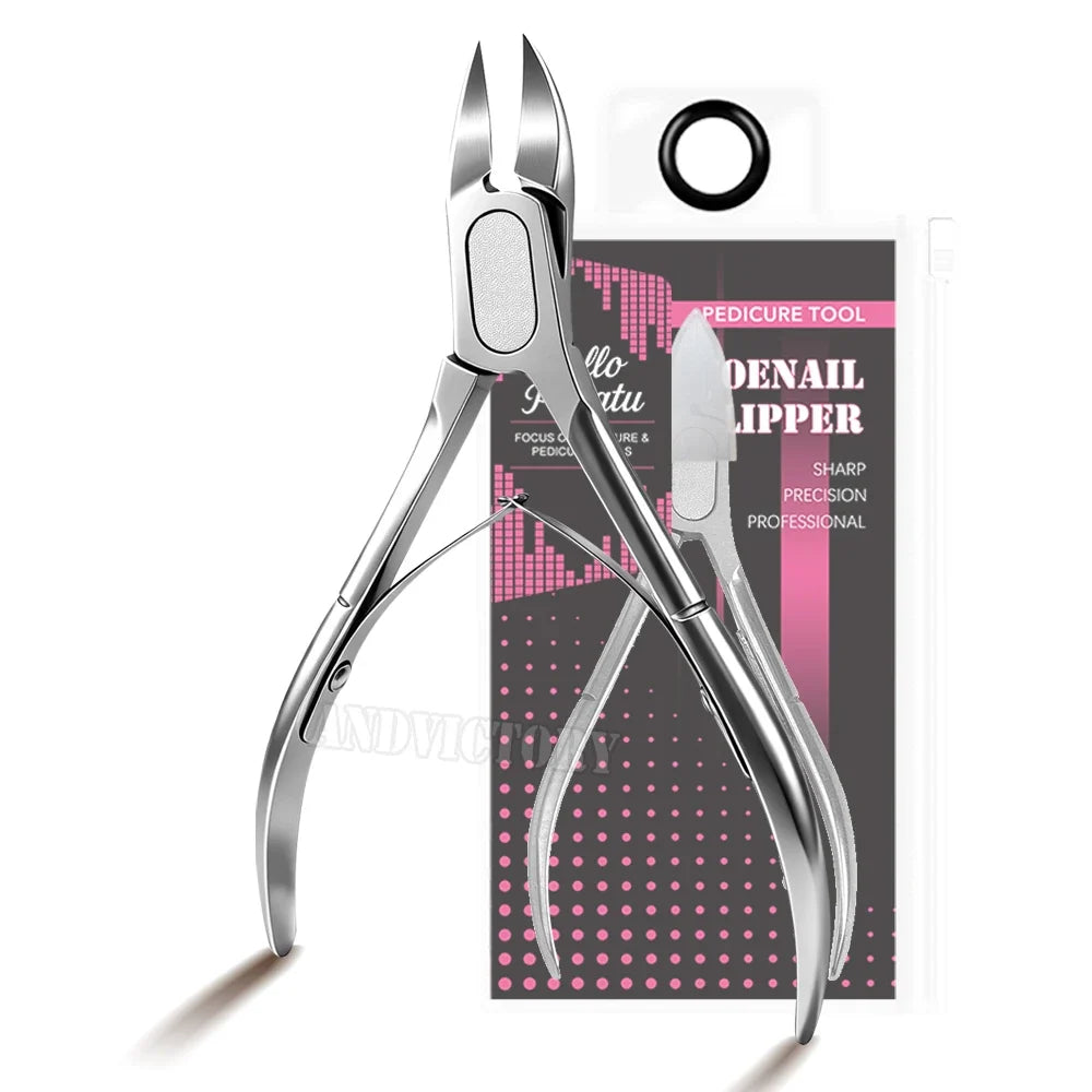 Ingrown Nail Clippers With Nail File Precision Thick Toenail Cutter Ingrown Curly Nails Heavy Duty Stainless Steel Nail Nippers