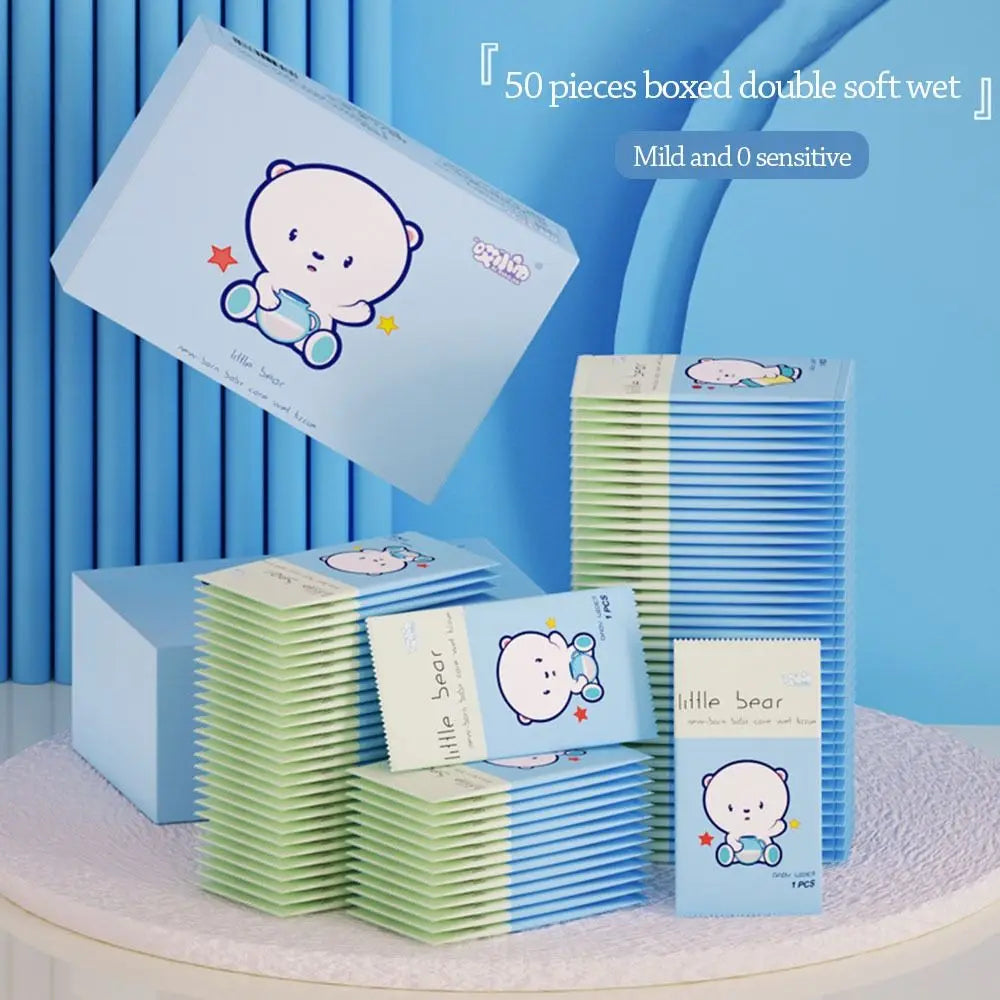 50pcs Cute Disinfection Baby Wet Wipes Non woven fabric Portable Moist Paper Hand Cleaning Wet Wipe Pouch Home
