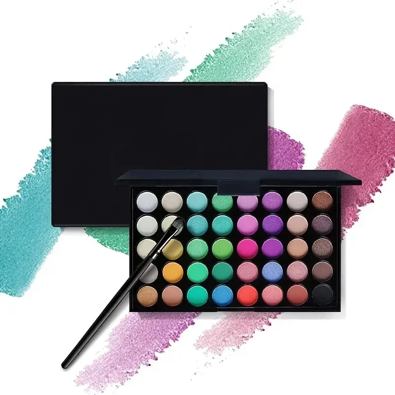 40-Color Eyeshadow Palette with Brush, Long-Lasting and Versatile Shades, Portable Color Mixing Palette, Cosmetics, Perfect Gift