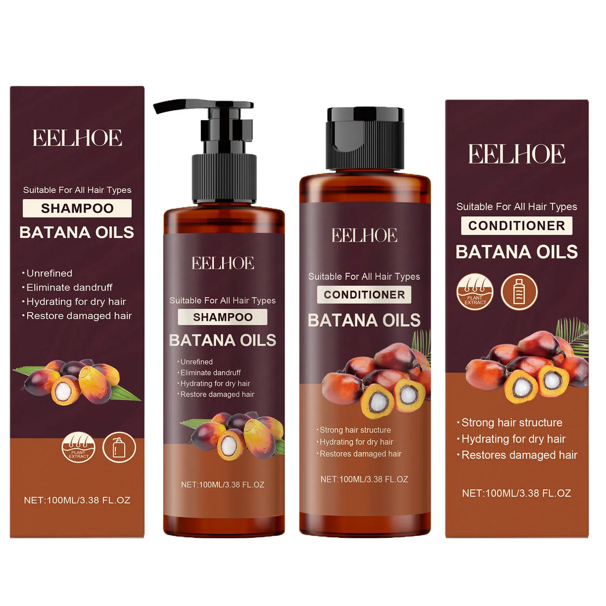 Batana Oil Shampoo Conditioner Cleaning Scalp Oil Control Anti Dandruff Smoothing Prevent Dryness Hair Care Set for Men Women