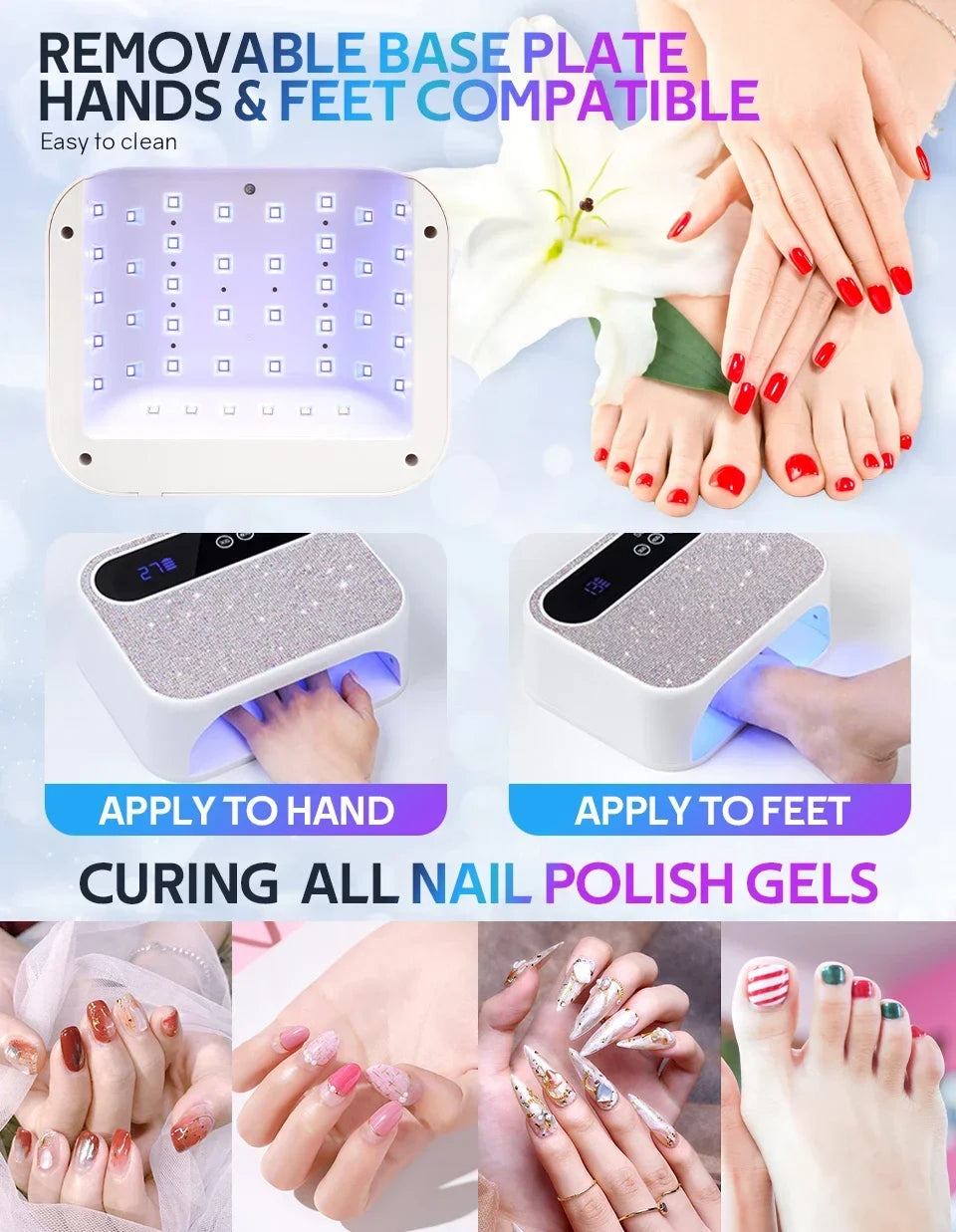 DianaBeauty 168W Rechargeable UV LED Nail Lamp 42LEDS Nail Dryer for Curing All Gels Nail Polishing Nail Art Tools