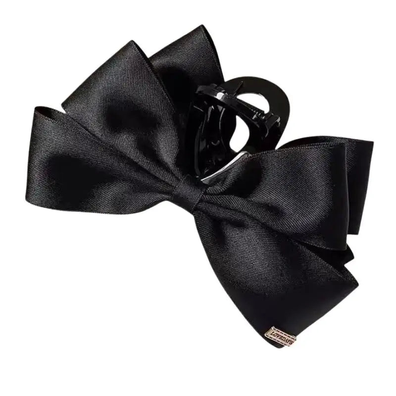 French Style Black Bow Claw Clip Elegant Scratch Resistant Hair Accessory for Women Girls Business Trip Use
