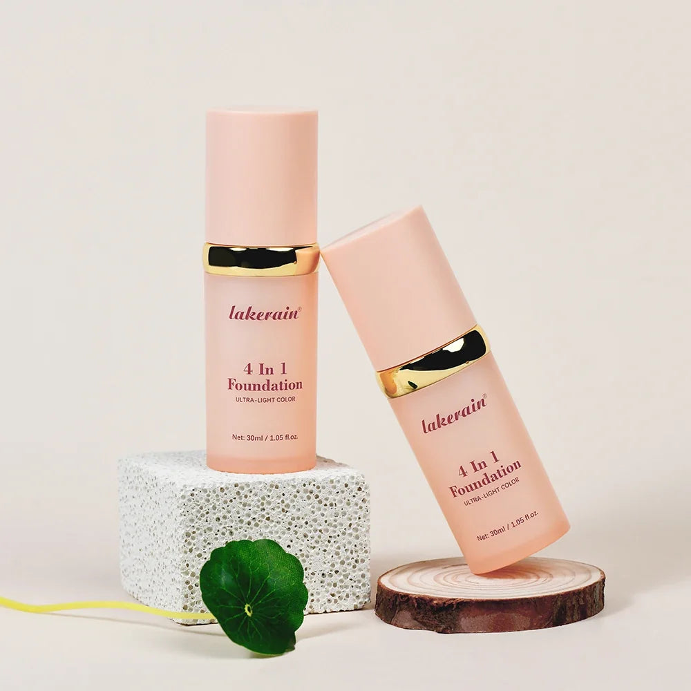 2pcs Waterproof Color Changing Foundation 4 in 1 SPF 30 Hydrating Long Lasting Brightening Concealer Coverage Makeup