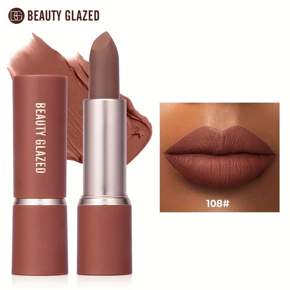 Barely Matte Cocoa Lipstick Creamy Texture Nourishing Care Long Lasting Waterproof All Skin Types Brown Hue Matte Lipstick