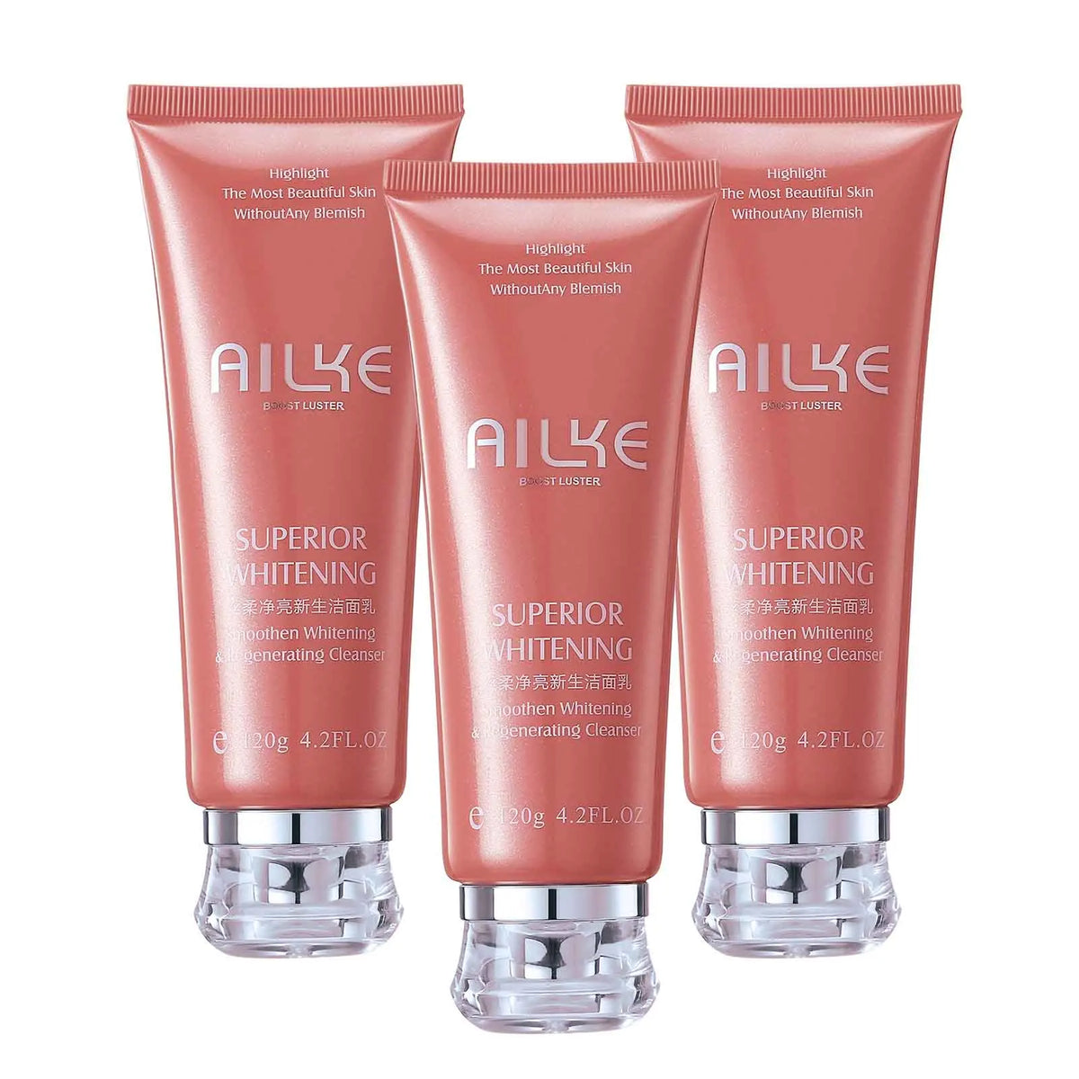 AILKE Natural Rose Facial Cleanser, Brightening, Reduce Dark Spots, Acne, Moisturizing, Clean Pores, Oil Control, 120ml/4.23 oz
