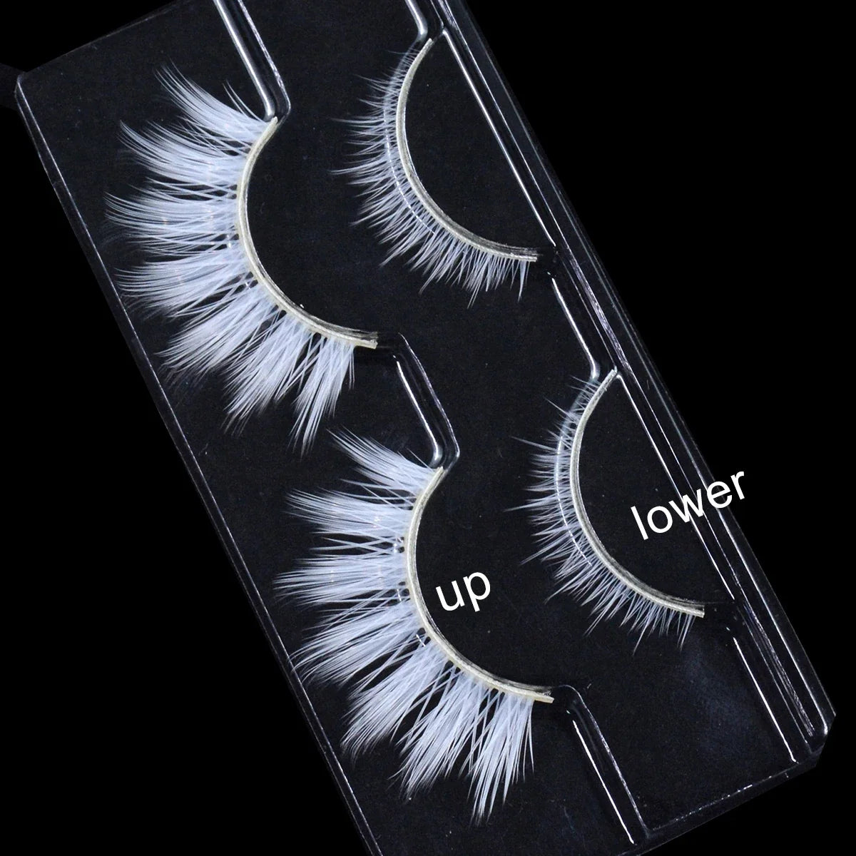 2 Pairs/cas 3D White Eyelashes Clear Band Snow Color Eye Lashes Cosplay Halloween Manga Lashes Makeup Up and Lower Bottom Lashes