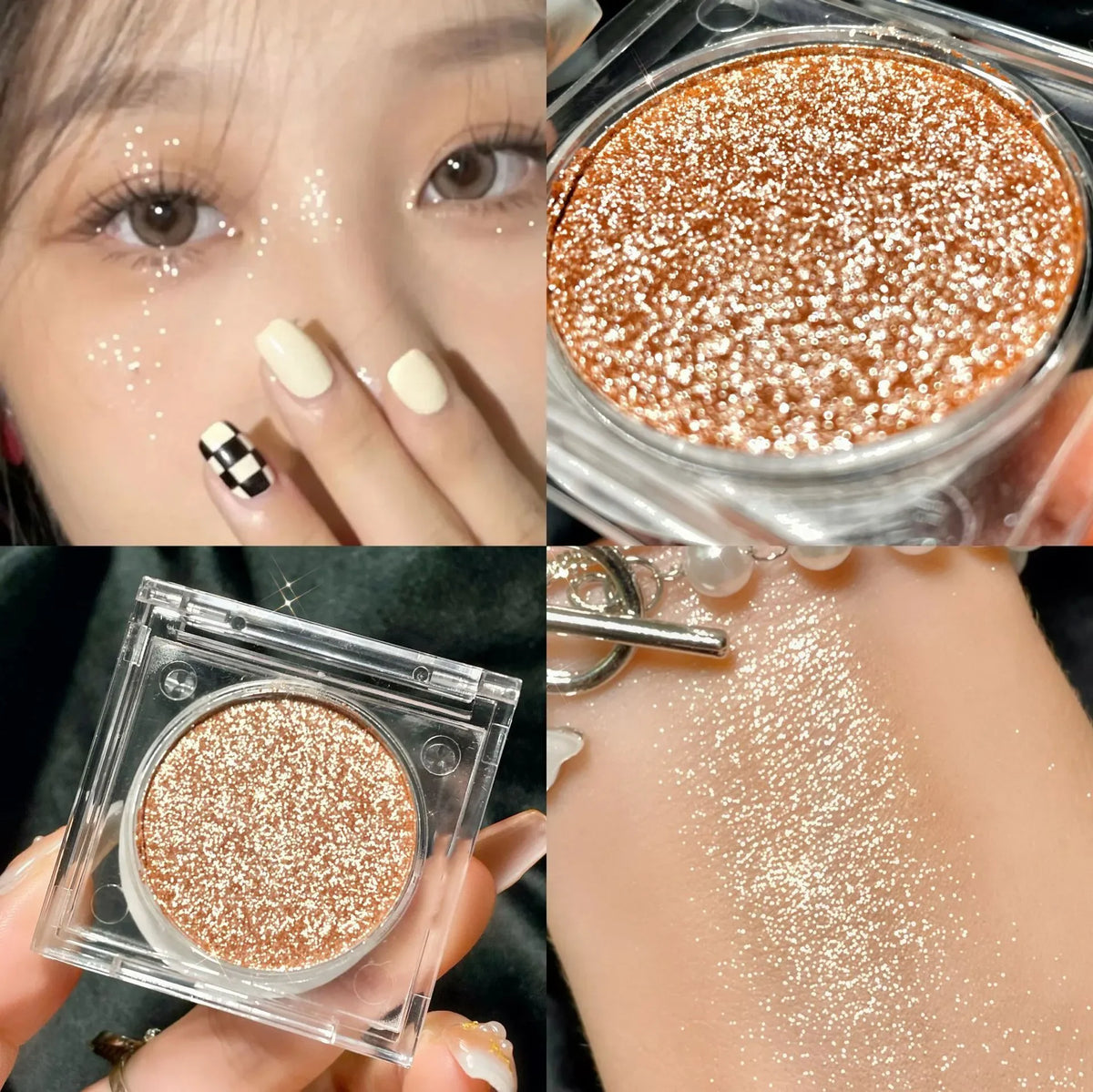 Glitter Eyeshadow Brighten Eyes Make Up Waterproof Shimmer Palettes Monochrome Eye Shadow Pigmented Highlighter Cosmetics