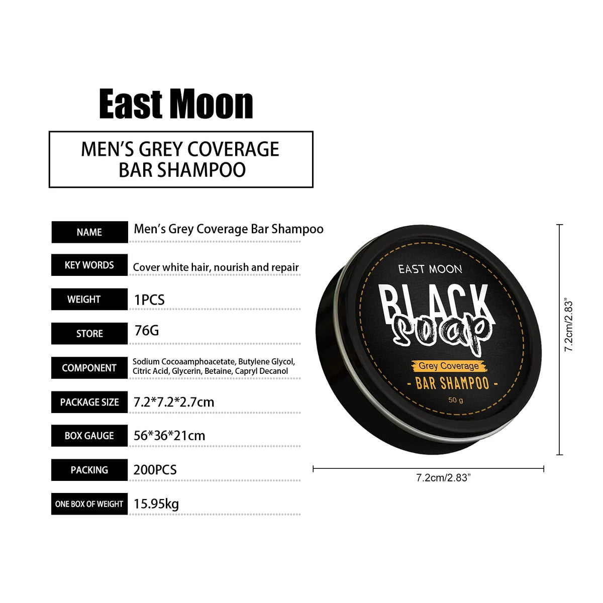 Grey Coverage Handmade Soap Natural Plant Extract Gentle Scalp Cleansing Darkening Treatment Solid Shampoo Hair Color Care