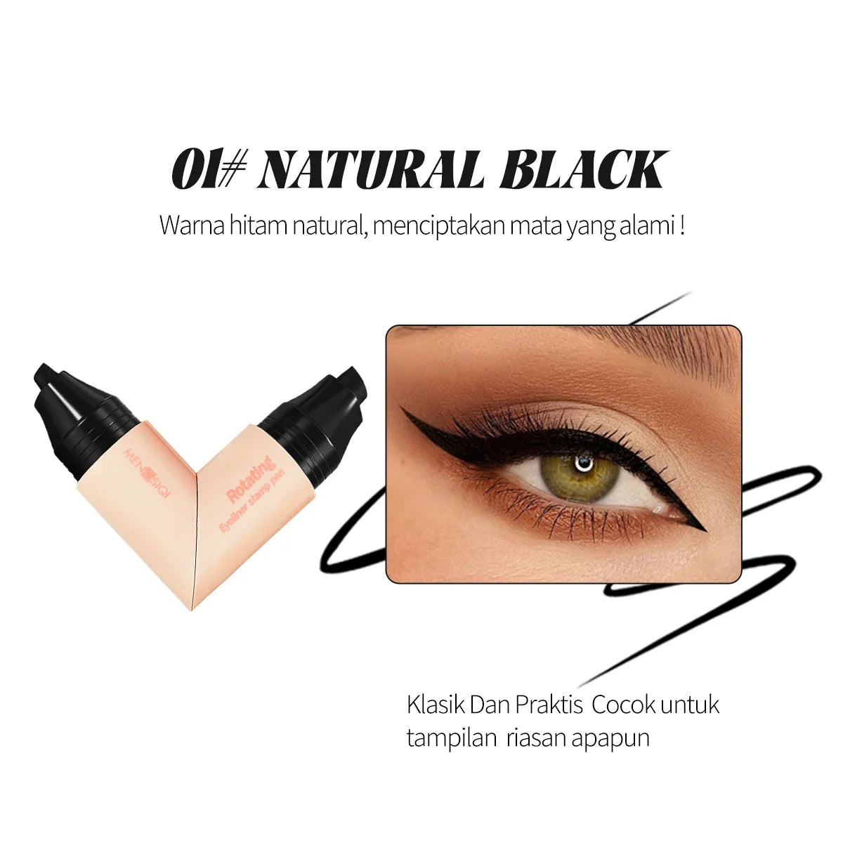 Black Brown Integrated Eyeliner Stamp Precise Outline Signet Eye Liner Extension Stamps Liquid Eyeliner Pen Waterproof Lasting