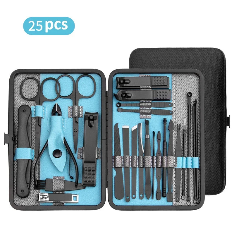 10/15/25Pcs Professional Manicure Set Stainless Steel Nail Clippers Set Idea Packing Manicure Kits Scissors Makeup