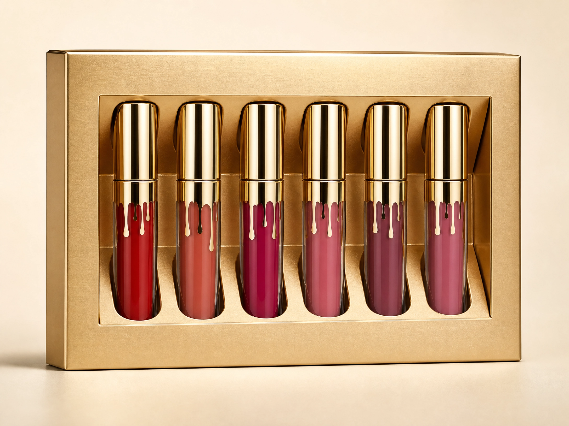 Multi-Color Lip Stain Set - Waterproof Silver Color Collection (6 Pack)