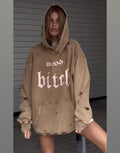 Prism Wellness Womens Edgy Washed Broken Print Hoodie