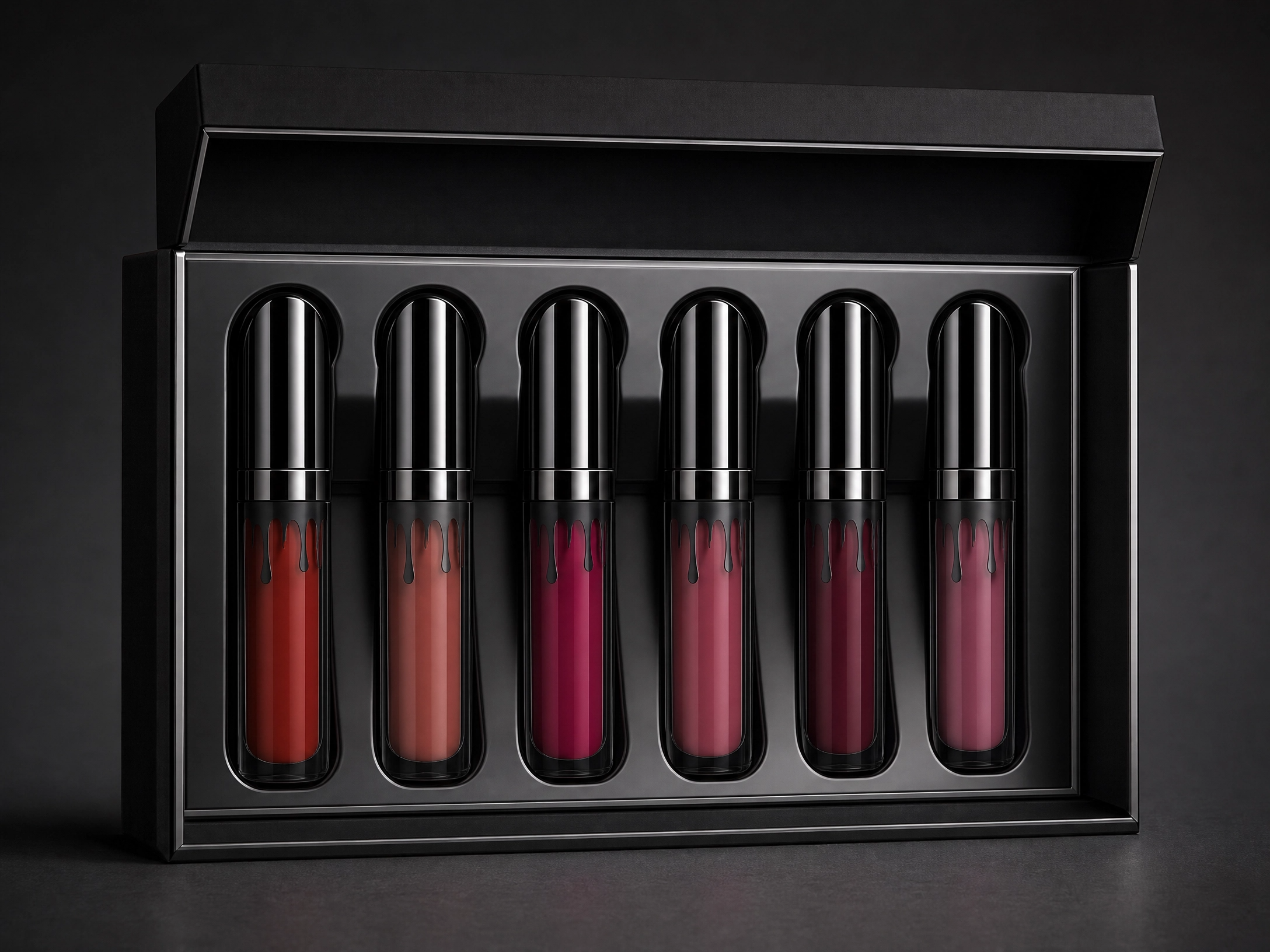 Multi-Color Lip Stain Set - Waterproof Silver Color Collection (6 Pack)